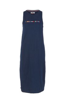 Платье из хлопка с вышитым логотипом бренда Tommy Jeans