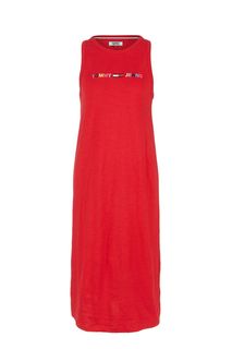 Платье из хлопка с вышитым логотипом бренда Tommy Jeans