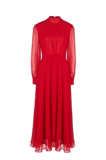 Шелковое красное платье с расклешенной юбкой Miss Sixty