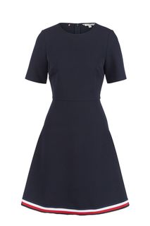 Платье синего цвета с расклешенной юбкой Tommy Hilfiger