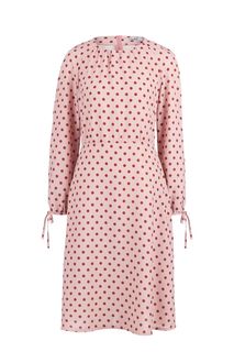 Розовое платье в горошек с длинными рукавами D&M by 1001 Dress