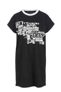 Платье-футболка из хлопка с принтом Dkny