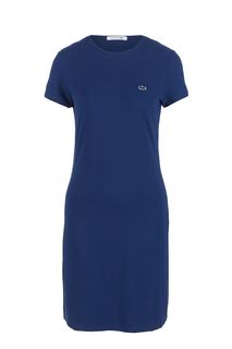 Короткое синее платье с расклешенной юбкой Lacoste