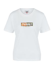Белая футболка из хлопка с вышивкой Tommy Jeans