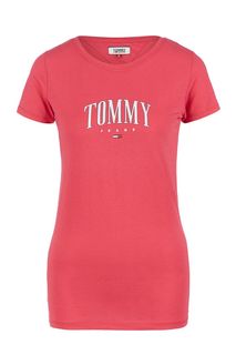 Розовая футболка с логотипом бренда Tommy Jeans