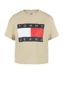 Укороченная футболка из хлопка с принтом Tommy Jeans