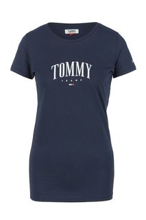 Синяя футболка с логотипом бренда Tommy Jeans