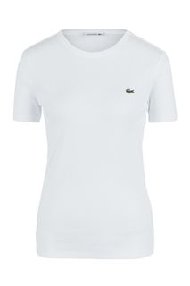 Хлопковая футболка белого цвета с круглым вырезом Lacoste