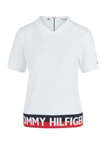 Хлопковая футболка поло с молнией на спине Tommy Hilfiger