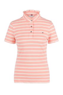 Розовая хлопковая футболка поло с полоску Tommy Hilfiger