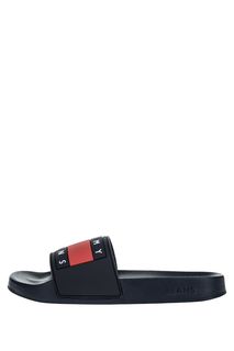Синие шлепанцы с логотипом бренда Tommy Jeans