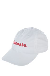 Белая бейсболка из хлопка с логотипом бренда Lacoste