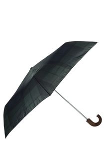 Двухцветный складной зонт с деревянной ручкой Barbour