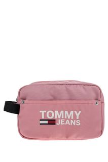 Розовая косметичка с логотипом бренда Tommy Jeans