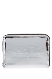 Серебристый кошелек с логотипом бренда Tommy Jeans