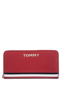 Красный кошелек с логотипом бренда Tommy Hilfiger