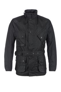 Вощеная черная куртка на молнии и кнопках Barbour
