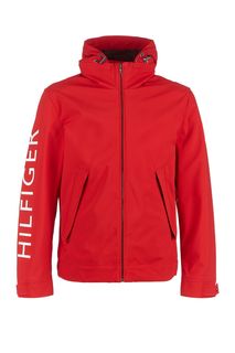 Красная куртка с логотипом бренда на рукаве Tommy Hilfiger