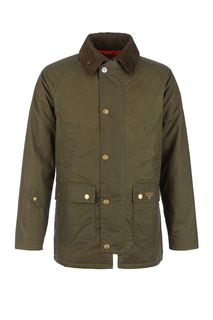 Вощеная куртка цвета хаки на молнии и кнопках Barbour