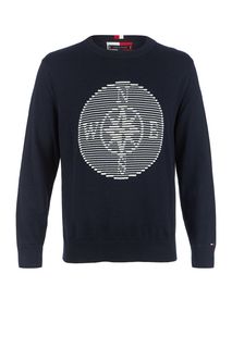 Синий хлопковый джемпер с круглым вырезом Tommy Hilfiger