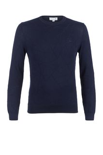 Синий хлопковый джемпер с круглым вырезом Lacoste