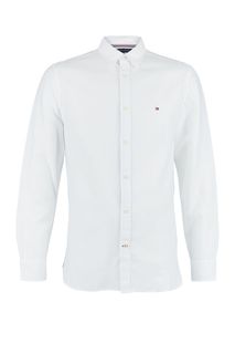 Приталенная хлопковая рубашка белого цвета Tommy Hilfiger