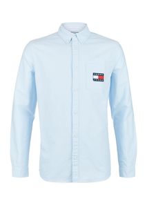 Голубая рубашка из хлопка с нашивкой Tommy Jeans