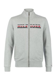 Серая толстовка на молнии с вышивкой Tommy Hilfiger