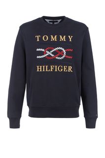 Свитшот из хлопка с разноцветной вышивкой Tommy Hilfiger