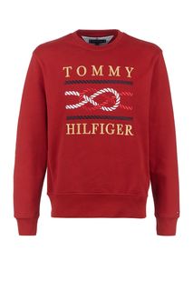 Свитшот из хлопка с разноцветной вышивкой Tommy Hilfiger