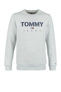 Серый свитшот с логотипом бренда Tommy Jeans