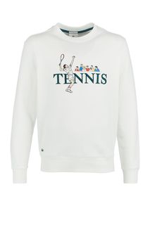Хлопковый свитшот с декоративными принтом и вышивкой Lacoste
