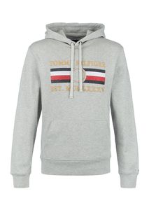 Серая толстовка из хлопка с вышивкой Tommy Hilfiger