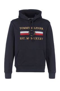 Синяя толстовка из хлопка с вышивкой Tommy Hilfiger