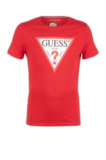 Хлопковая футболка с декоративным принтом Guess