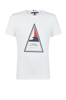 Белая футболка из хлопка с принтом Tommy Hilfiger
