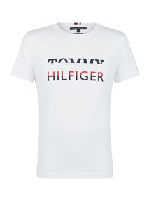 Футболка из хлопка с вышитым логотипом бренда Tommy Hilfiger