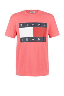 Розовая футболка с логотипом бренда Tommy Jeans