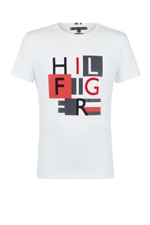 Футболка из хлопка с фактурным принтом Tommy Hilfiger