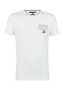 Белая футболка из хлопка с принтом Tommy Hilfiger