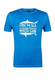 Синяя футболка с декоративным принтом North Sails