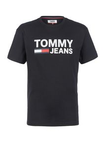 Хлопковая футболка с логотипом бренда Tommy Jeans
