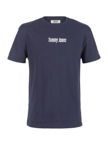 Синяя футболка из хлопка с принтом Tommy Jeans