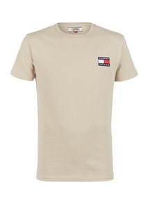 Бежевая хлопковая футболка Tommy Jeans