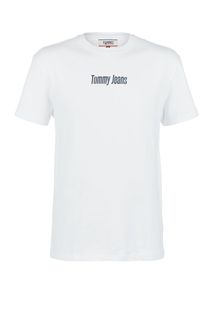 Белая футболка из хлопка с принтом Tommy Jeans
