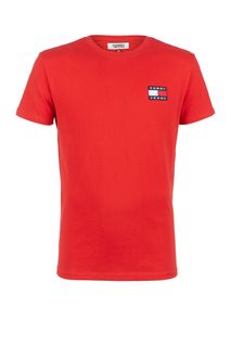 Красная хлопковая футболка Tommy Jeans
