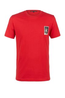 Красная хлопковая футболка с короткими рукавами Drykorn