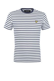 Белая хлопковая футболка в полоску Lyle & Scott