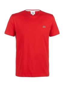 Красная футболка из хлопка с принтом на спине Lacoste