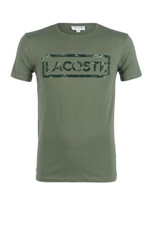 Хлопковая футболка цвета хаки Lacoste